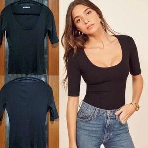 Reformation Black Scoop Neck Top